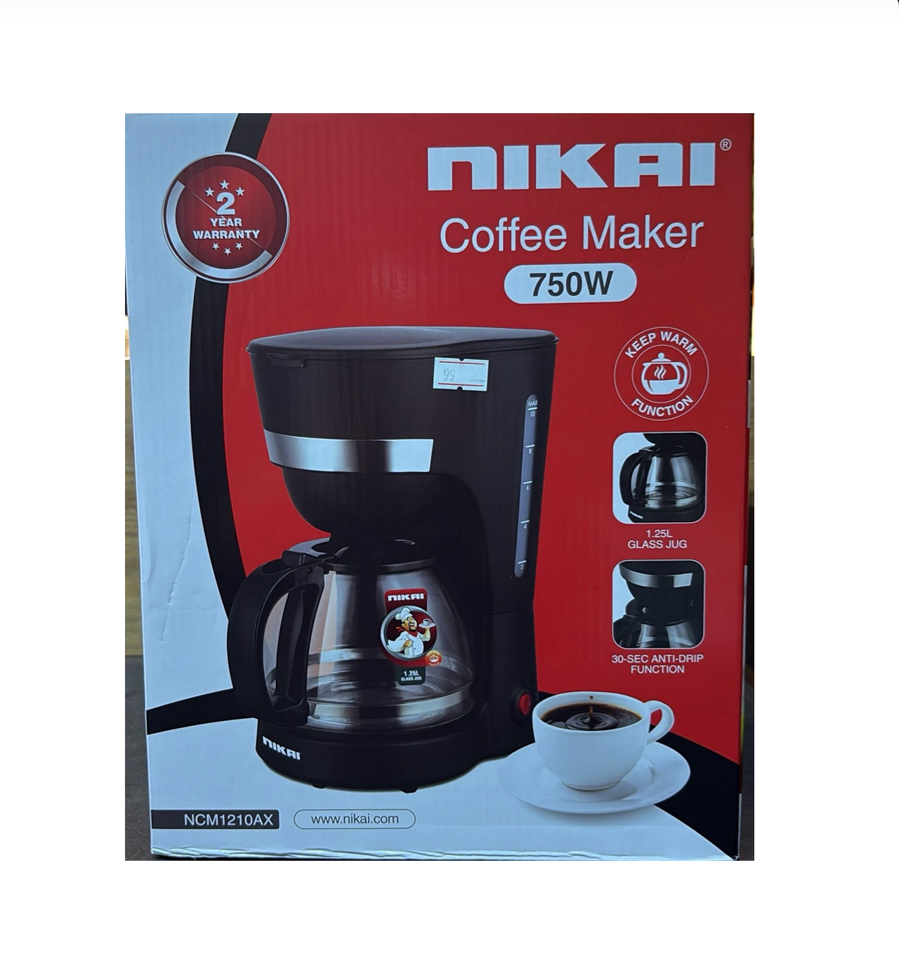 (محضرة قهوة نيكاي)، ورقم الموديل هو NCM1210AX.