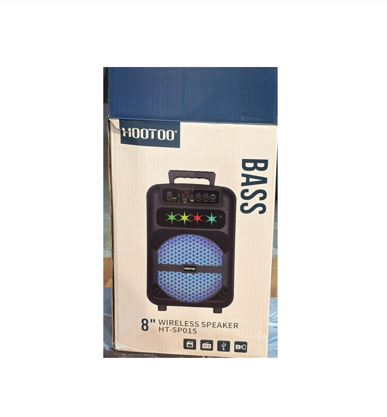 سماعة لاسلكية (Wireless Speaker) من ماركة HOOTOO، ورقم الموديل الموضح هو HT-SP015.