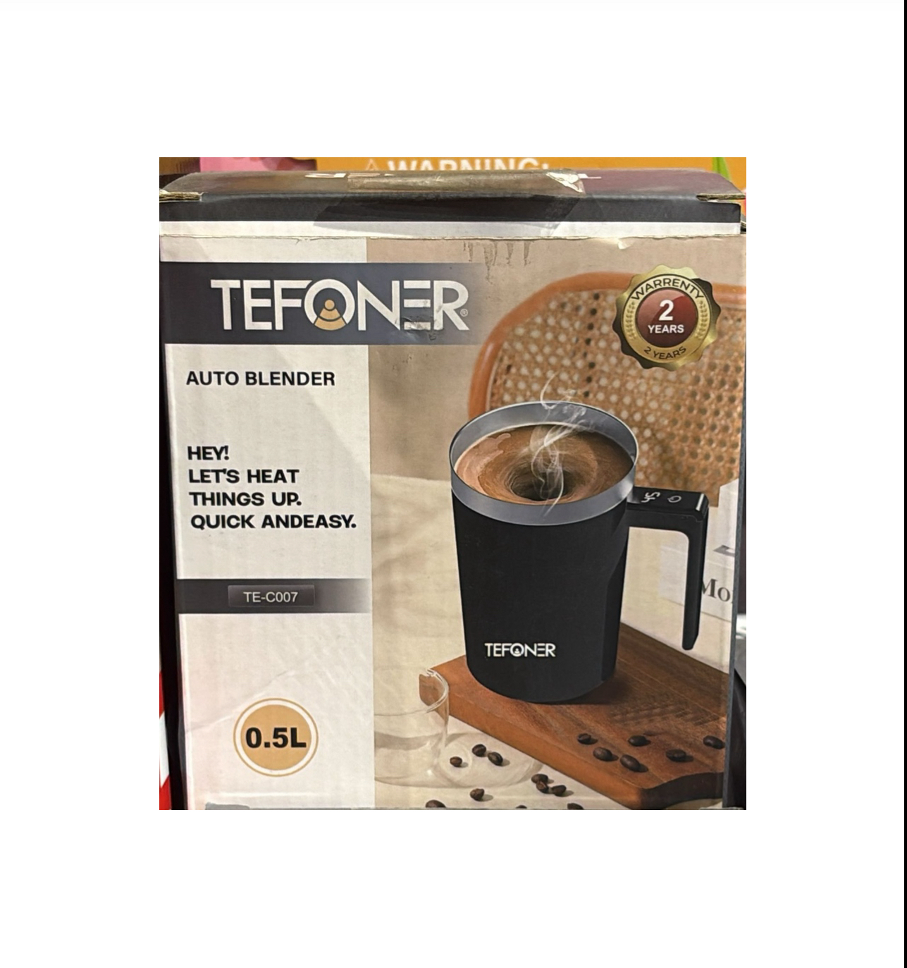 كوب الخلط الذاتي (Auto Blender / Self Stirring Mug) من ماركة TEFONER، ورقم الموديل هو TE-C007.